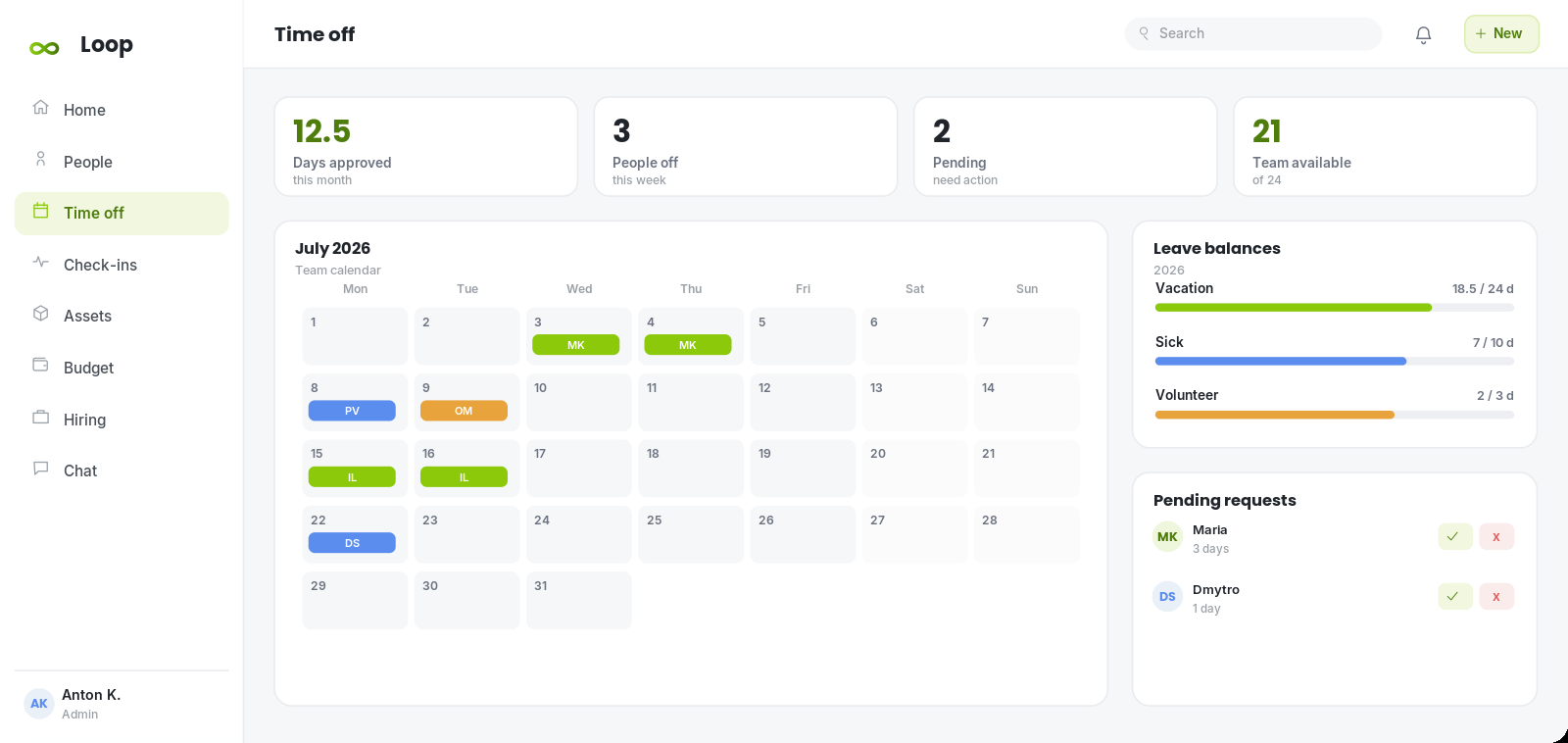 Absence and Calendar Management in Kolo
